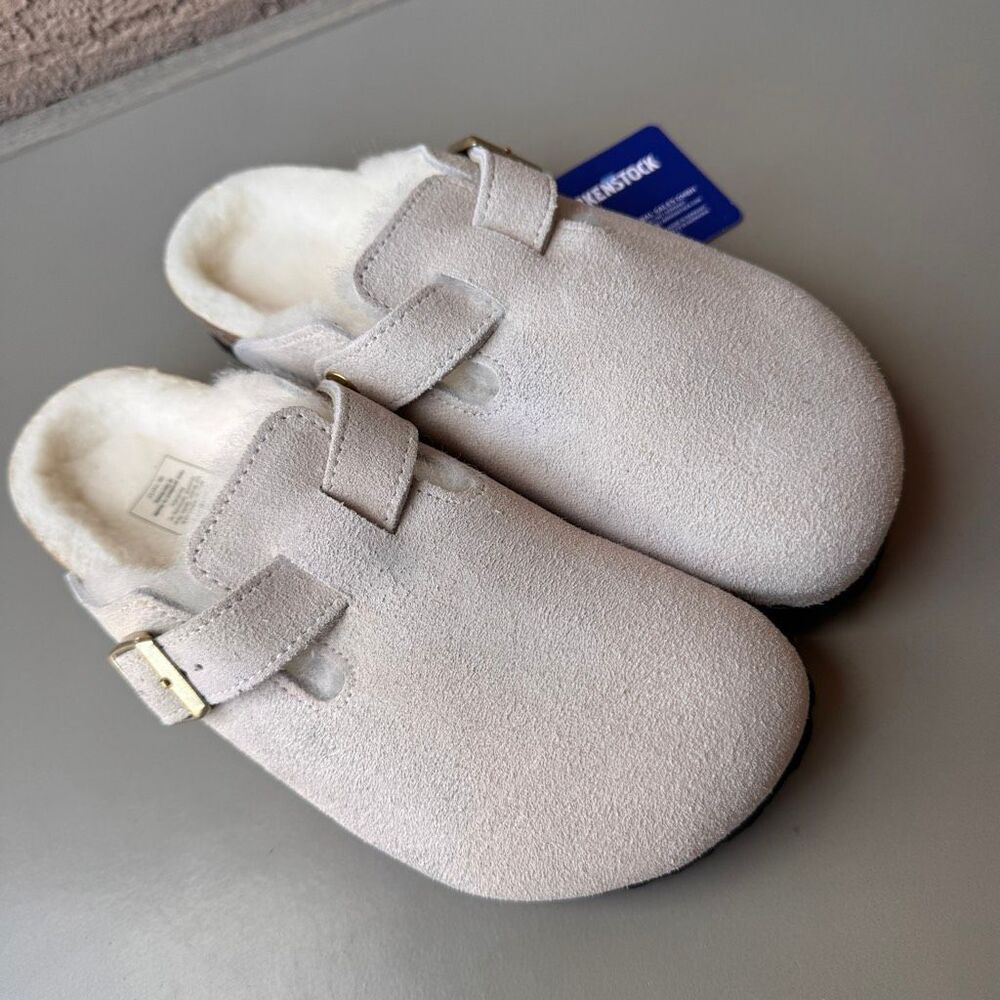NEW Birkenstock Boston Shearling Clogs Slip On Womens 38EU / 7US Antique White - Picture 13 of 13
